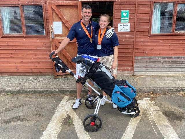 Stuart Bates and Charlotte Nichols after the golf fundraising 