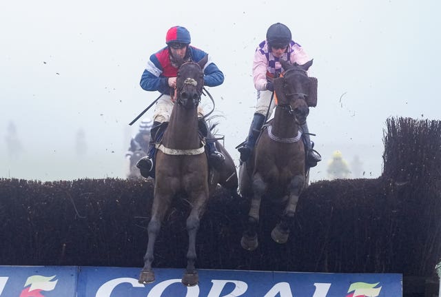 Val Dancer (right) in action at Chepstow 