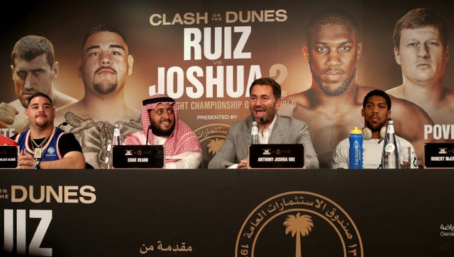 Anthony Joshua and Andy Ruiz Jr face the media