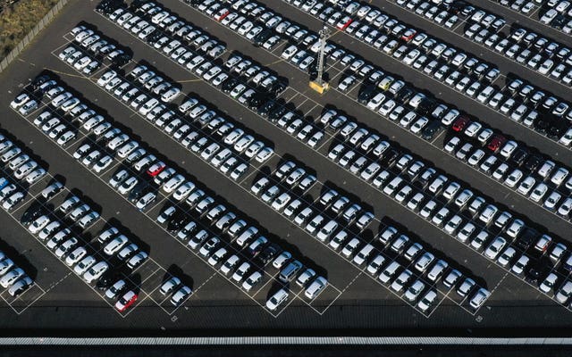 New cars in a compound near Sheerness in Kent