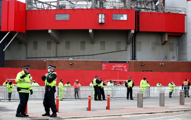 Police presence outside Old Trafford.