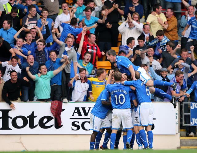 St Johnstone celebrate a European goal