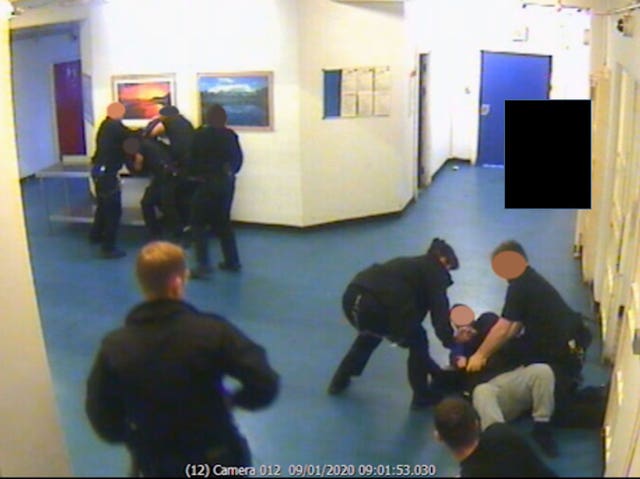CCTV of the aftermath of the attack by Brusthom Ziamani and Baz Hockton on prison Guard Neil Trundle 