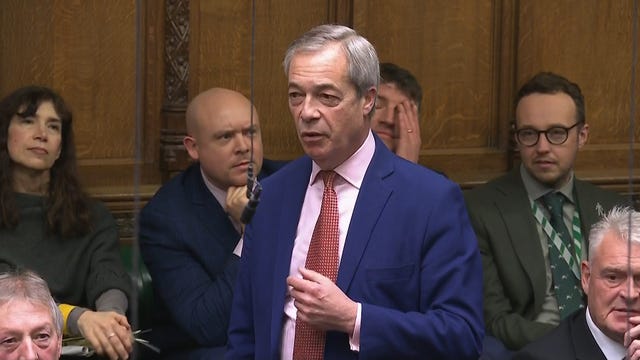 Reform UK leader Nigel Farage speaking in the House of Commons