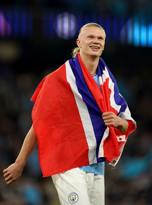 Erling Haaland celebrates Manchester City's Champions League semi-final win over Real Madrid