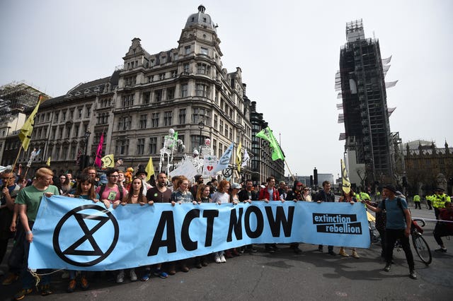 Extinction Rebellion protesters at Parliament Square