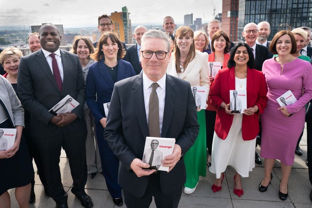 Sir Keir Starmer with members of the shadow cabinet in Manchester