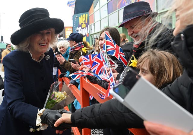 The Duchess of Cornwall meets members of the public during her visit