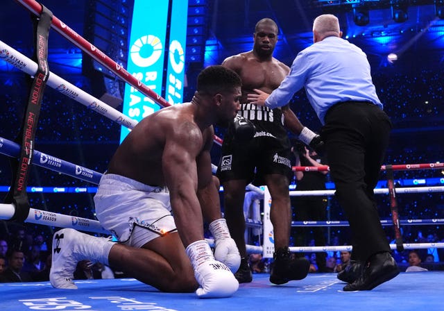 Anthony Joshua was knocked down four times by Daniel Dubois