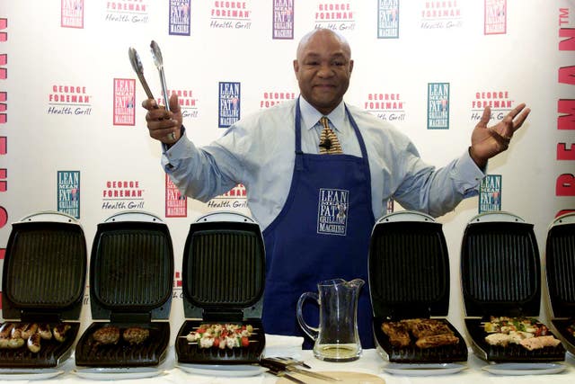 Heavyweight boxing legend George Foreman at the launch of his ‘Lean Mean Fat Reducing Grilling Machine’ in London during 2001