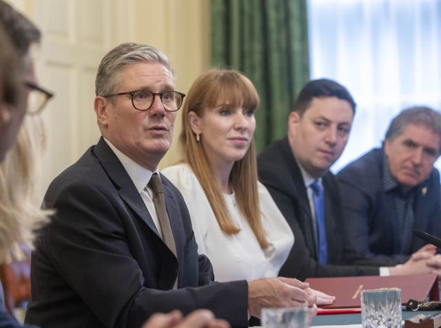 Sir Keir Starmer chairing a meeting, with Angela Rayner to his left