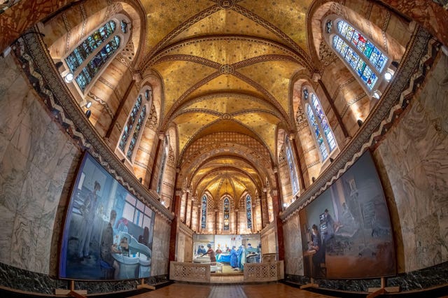 Interior view of the Fitzrovia Chapel in London where the King recorded his Christmas message