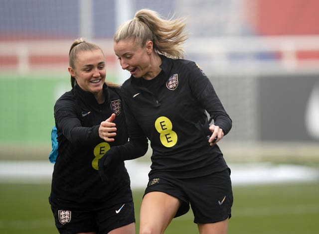 Williamson (right) during a training session at St George’s Park (Mike Egerton/PA).