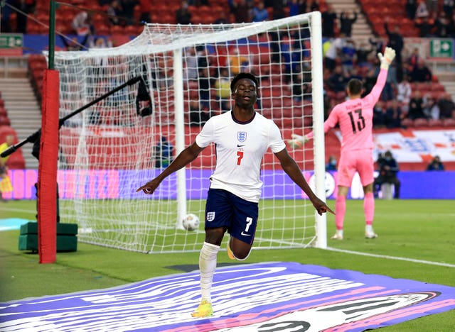 Bukayo Saka's first England goal earned the Three Lions victory in Middlesbrough.