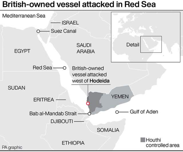 British-owned vessel attacked in Red Sea