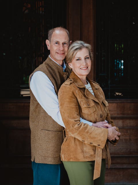 Edward and Sophie embrace in silver wedding anniversary portrait ...