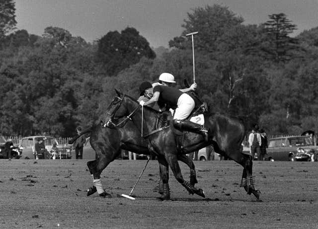 The Duke of Edinburgh in action during a polo match at Smith’s Lawn in Windsor Great Park (PA)