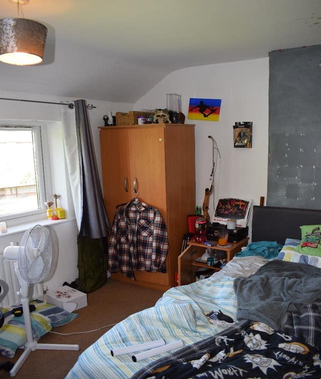 Handout photo issued by Greater Manchester Police of Jacob Graham’s bedroom after the teenager was found guilty of terror offences (Greater Manchester Police/PA)