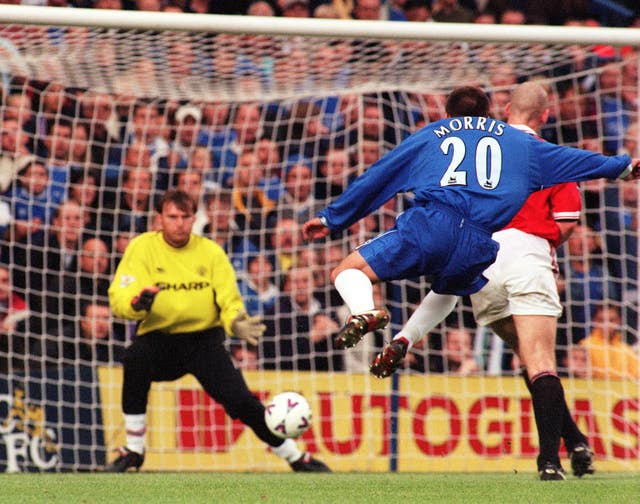 Jody Morris fired home Chelsea's fifth goal in their demolition of United in 1999