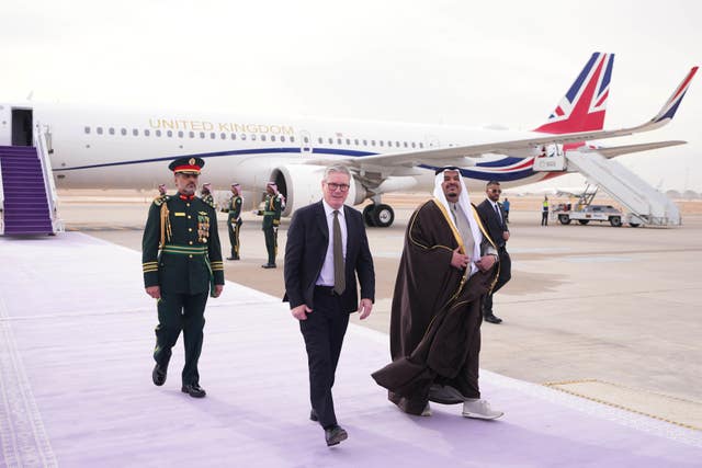 Sir Keir Starmer at the King Khalid International Airport in Riyadh