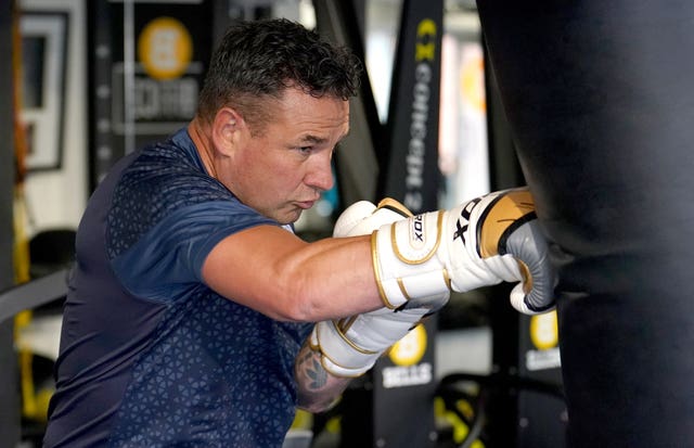 Dave Thompson training for his boxing challenge 