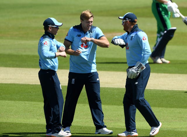David Willey, centre, is in neither white-ball squad despite shining against Ireland recently (Mike Hewitt/PA)
