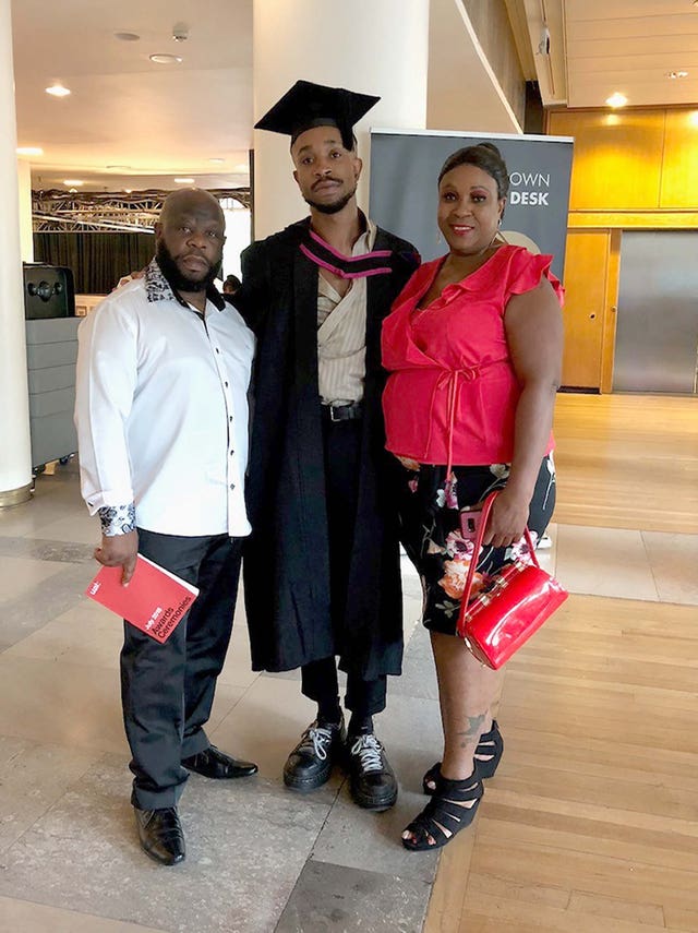 Thomas Harvey with wife Marcia at the graduation of son, Thomas Harvey Junior 