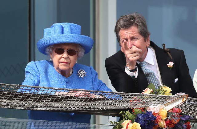 The Queen watches on at Epsom in 2019