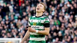Celtic’s Alistair Johnston celebrated his early strike (Jane Barlow/PA)