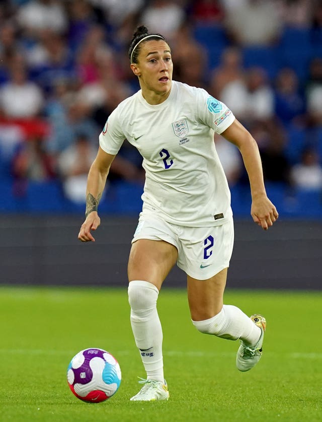 Lucy Bronze in action for England at Euro 2022 