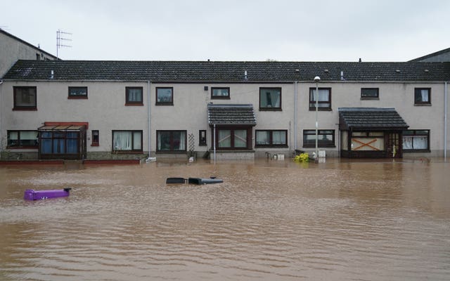 Flood water in Brechin, Scotland