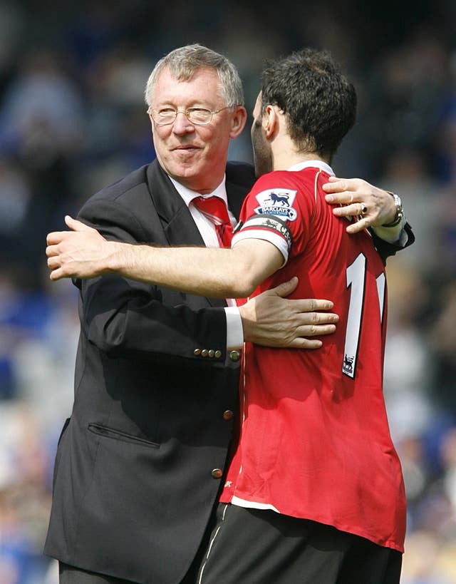 Ryan Giggs, right, helped Sir Alex Ferguson fill United's trophy cabinet
