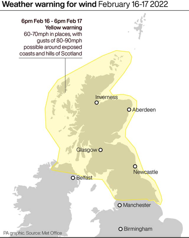 Weather warning for wind February 16-17 2022