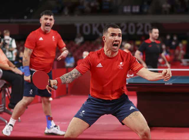 Will Bayley, front, and Paul Karabardak won silver together